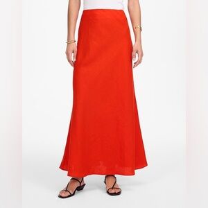 Madewell women’s Linen Maxi Slip Skirt red Size 12 NWT